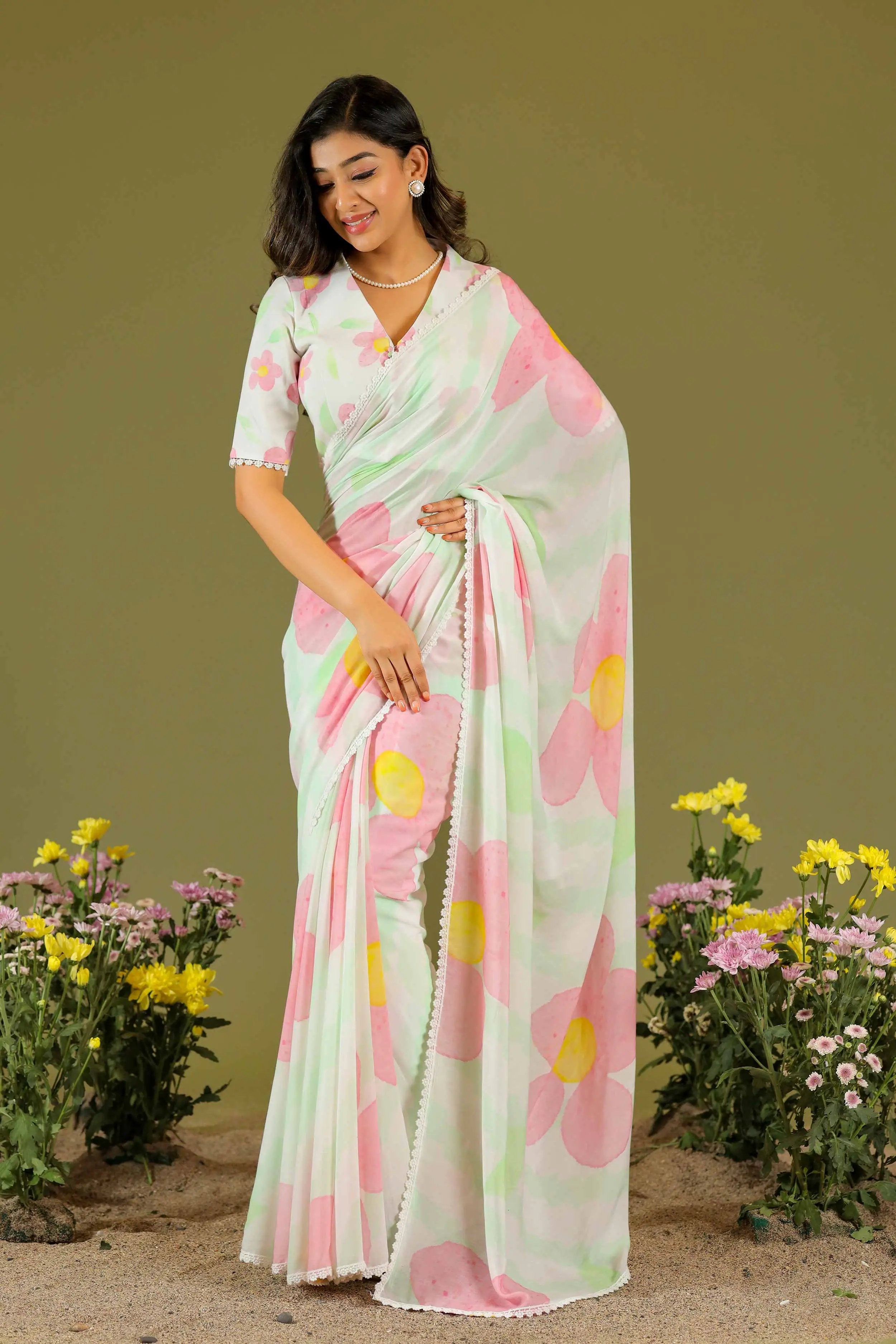 a woman in cotton Saree - Bullionknot