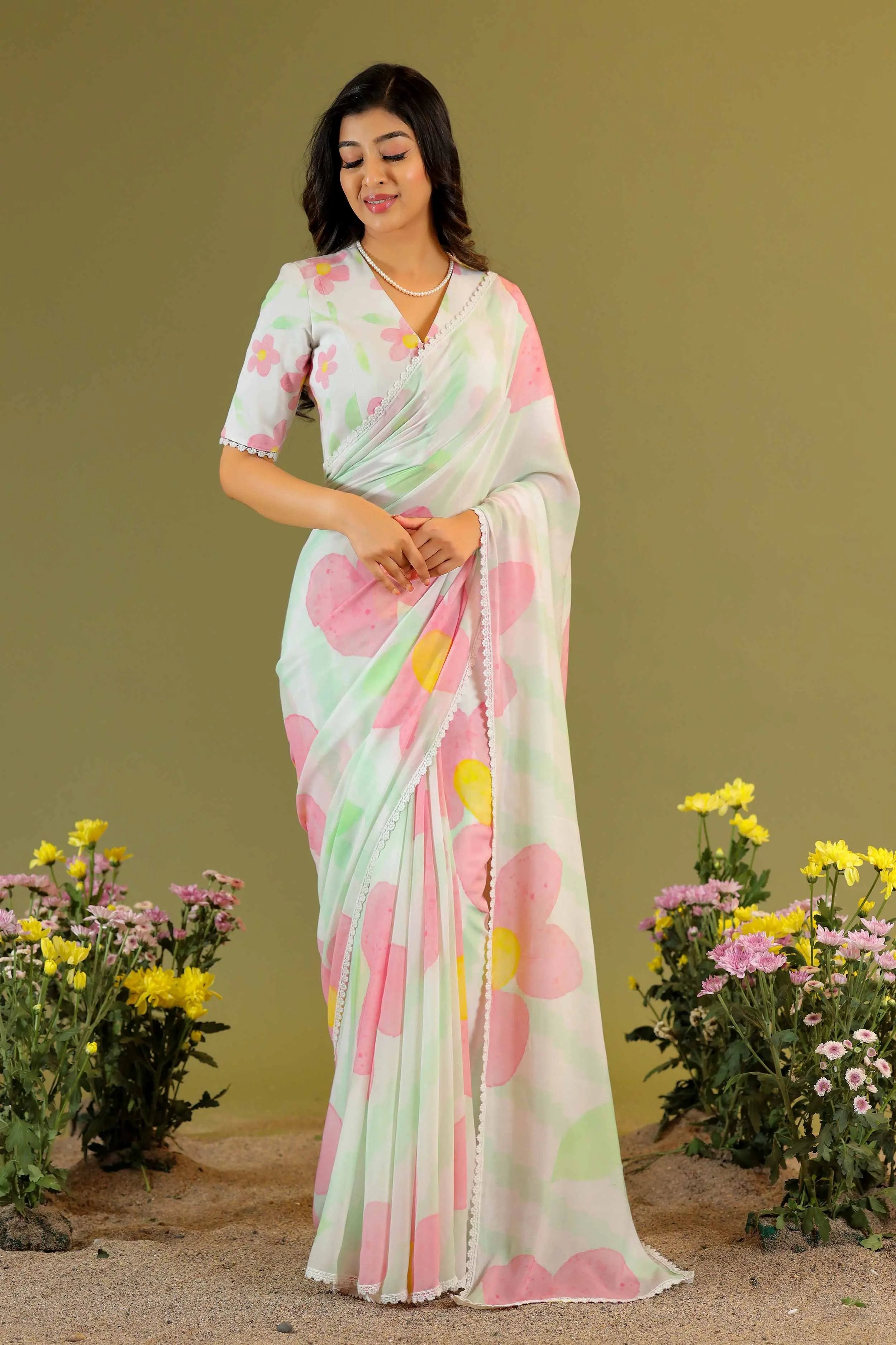 printed cotton Saree - Bullionknot