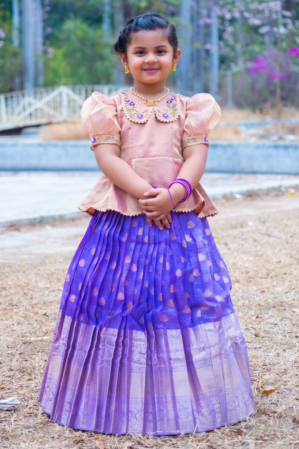 Full view of Baby Diva Lehenga Set in Piggy Pink