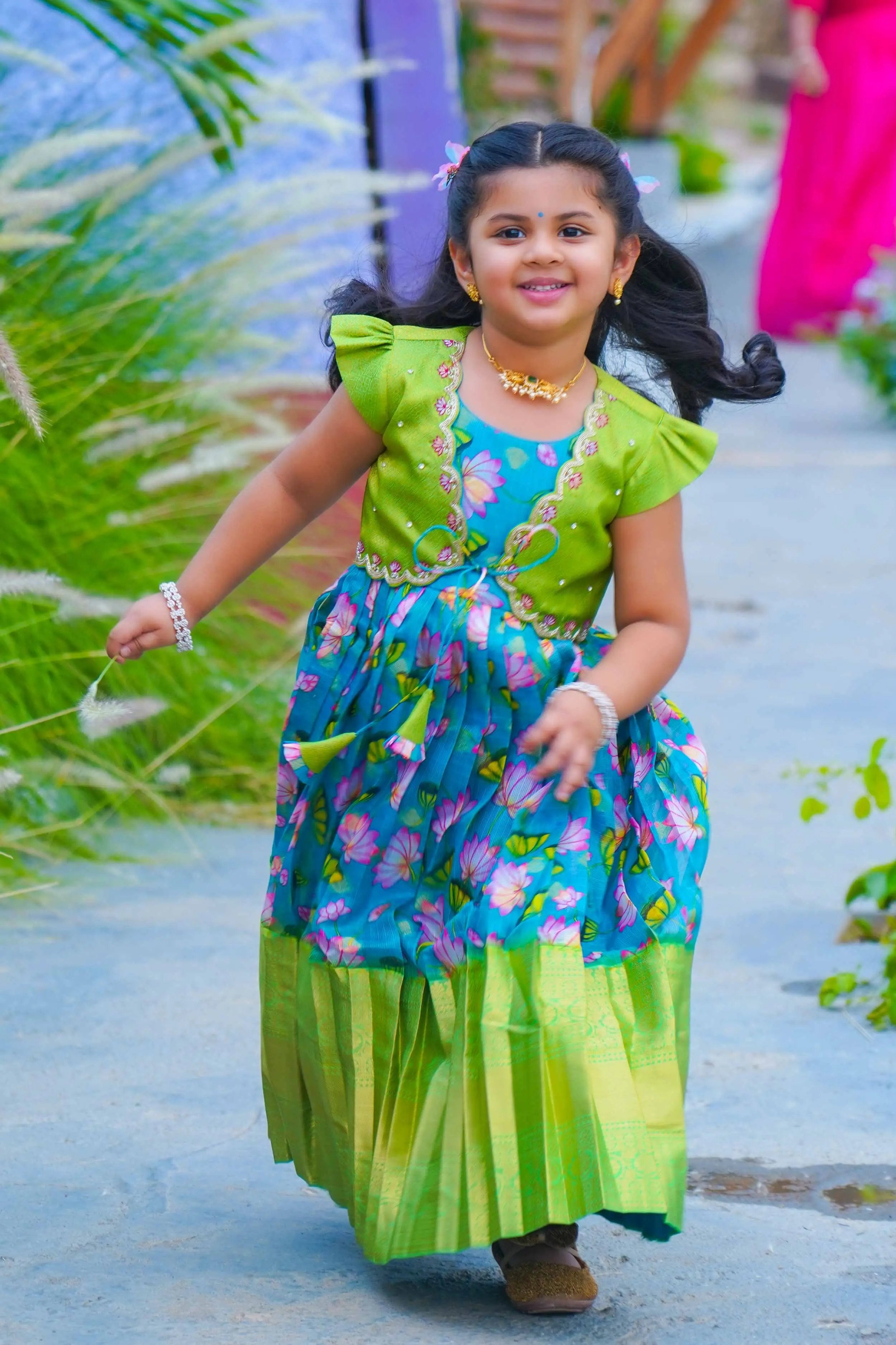 baby girl in Pattu Dress - Bullionknot