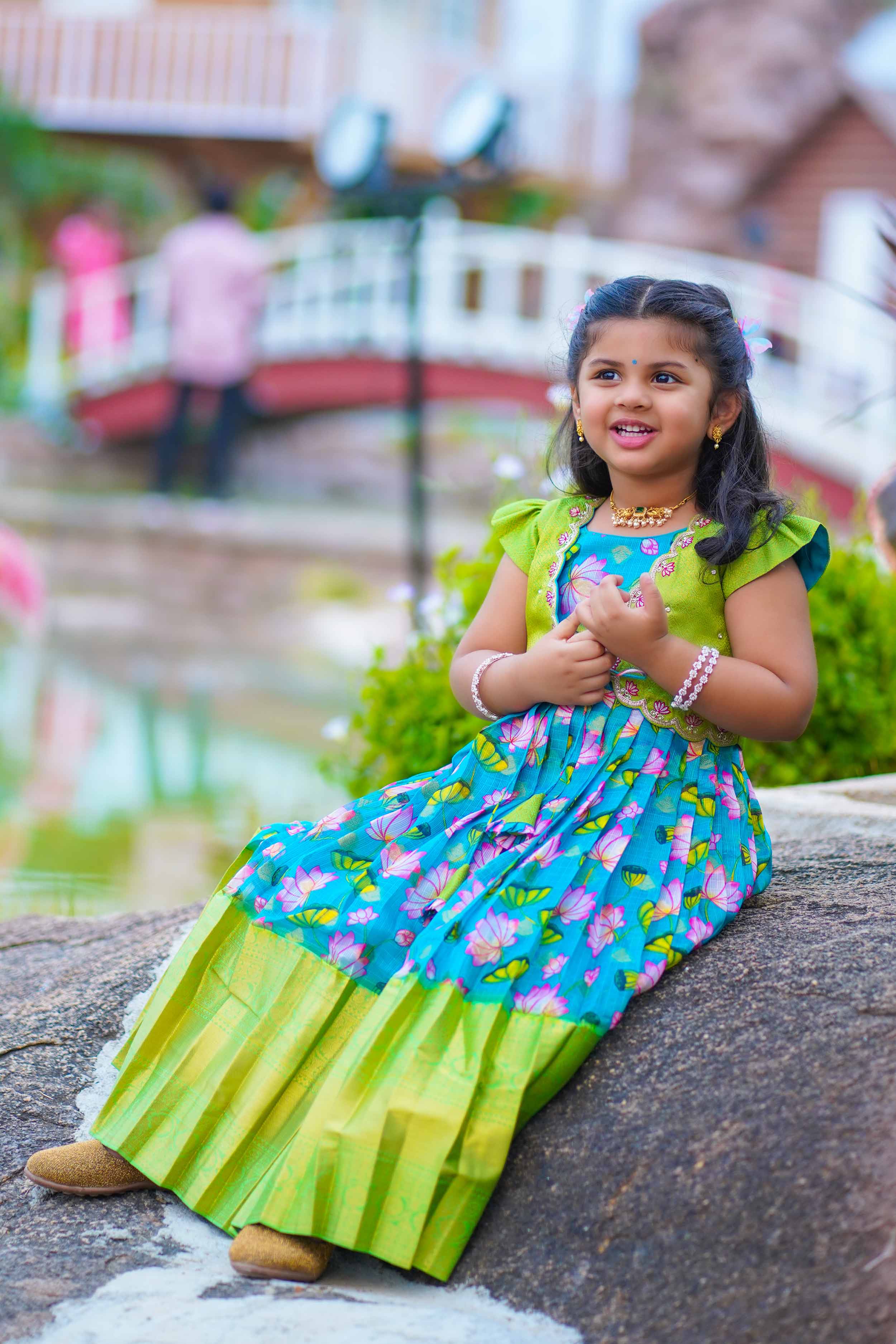 baby girl in kotta zari pattu dress - Bullionknot