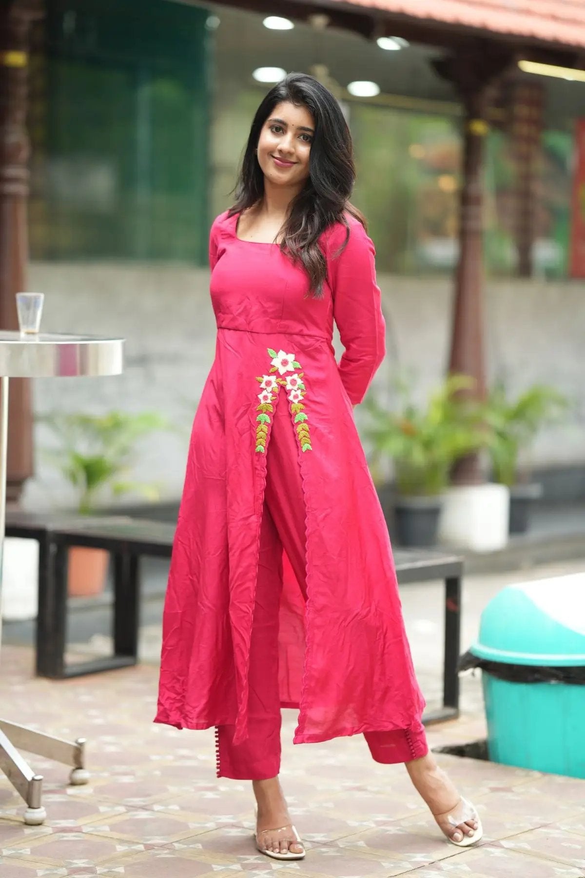 Rasha Kurta Set in Raspberry