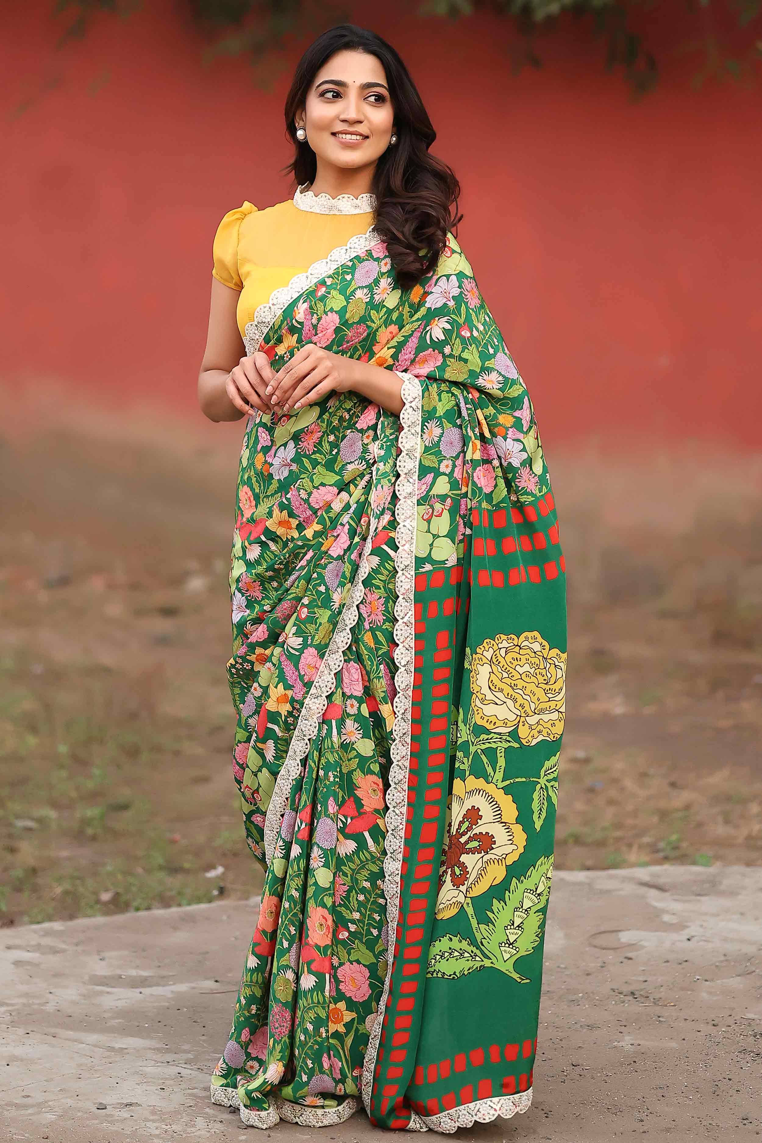 Buy Foil Printed Soft Silk Saree Online In India | Me99