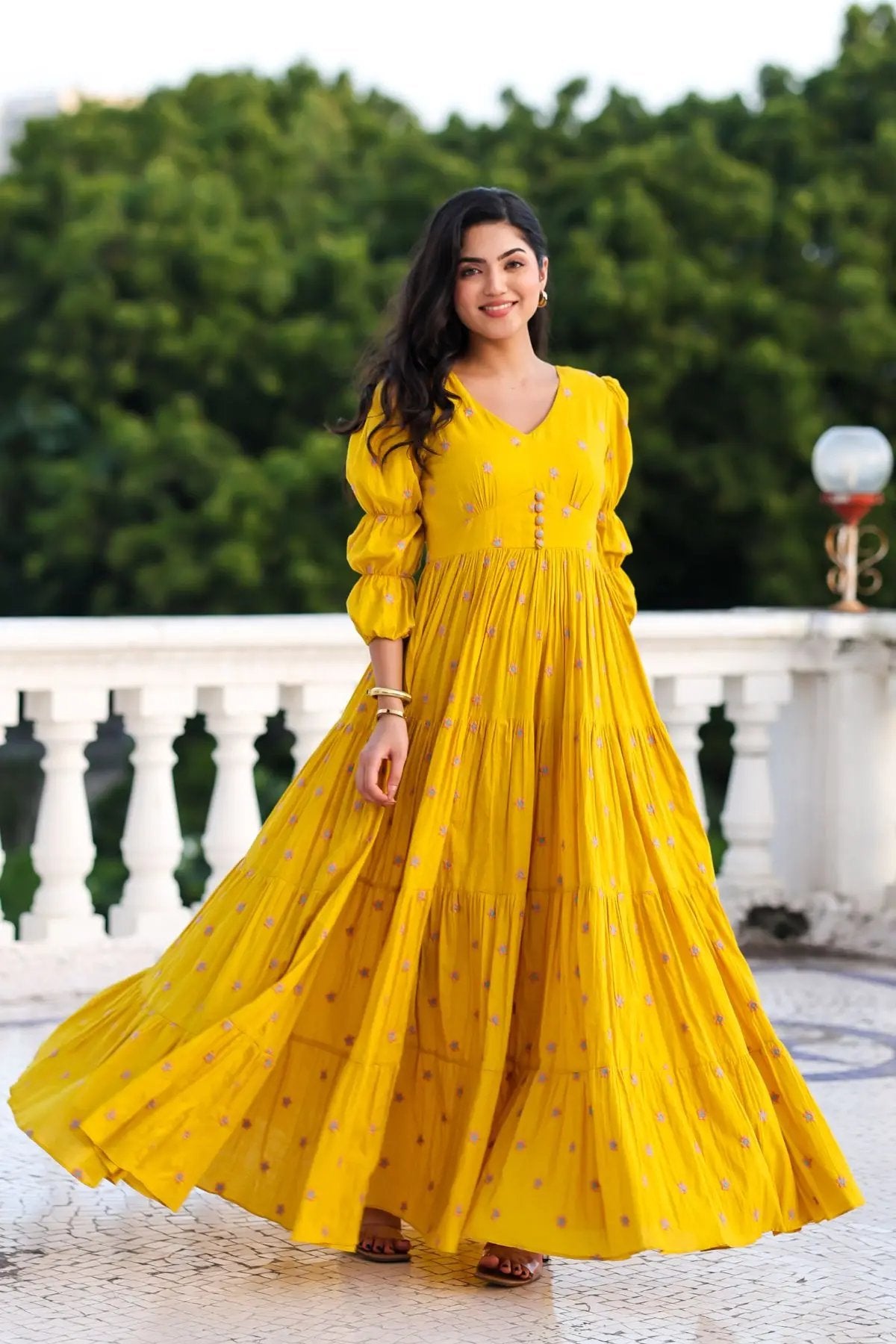 Yellow shops long dress