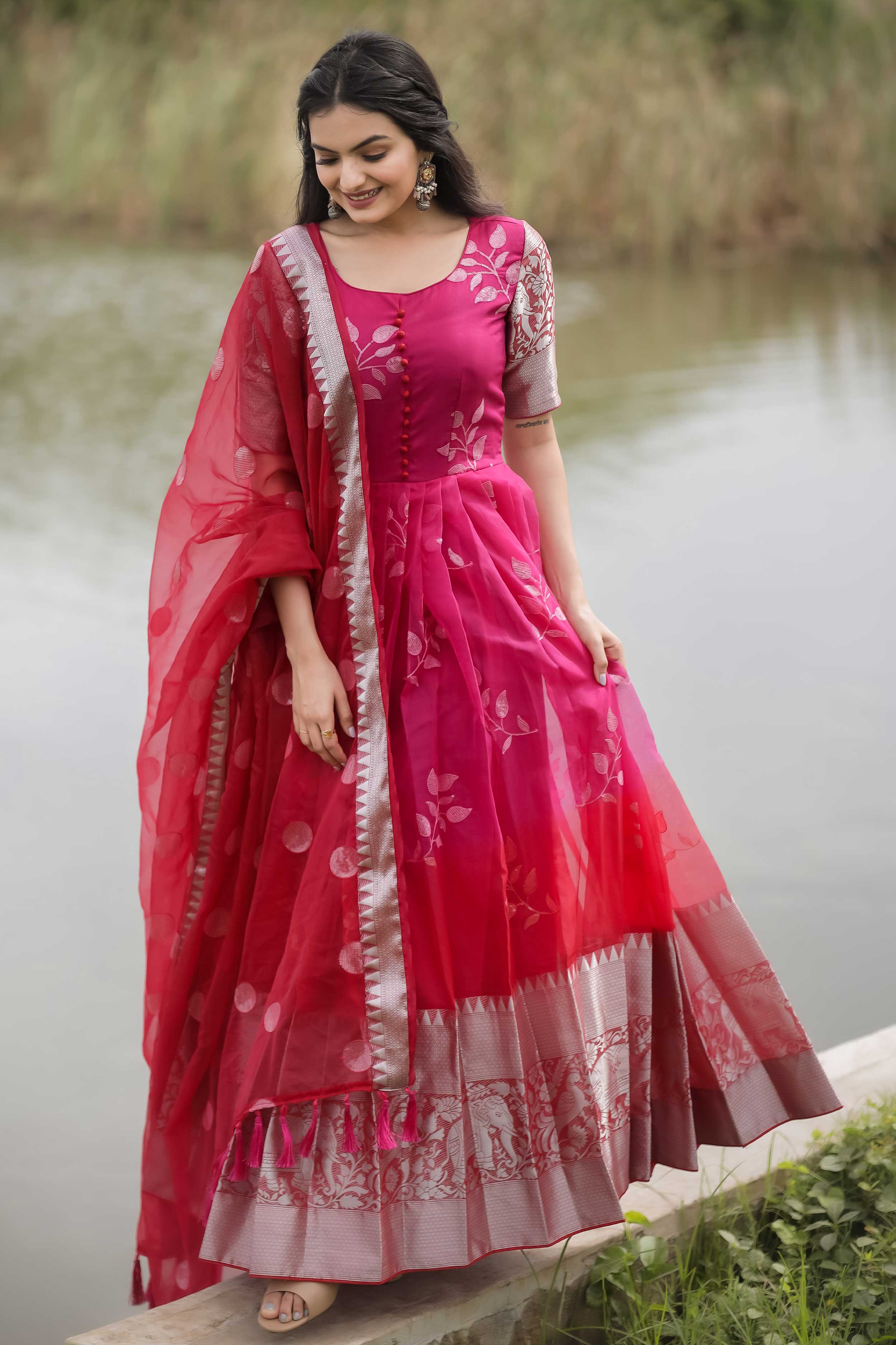 Triveni Organza Anarkali Dress